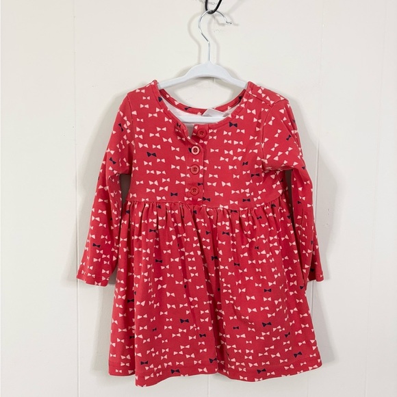 Hanna Andersson print day play dress bows pink long sleeve size 100, US 3T - Picture 2 of 5
